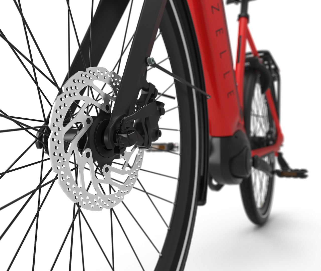 Powerful and controlled braking Gazelle Ultimate C8+ HMB E-bike low-step champion red