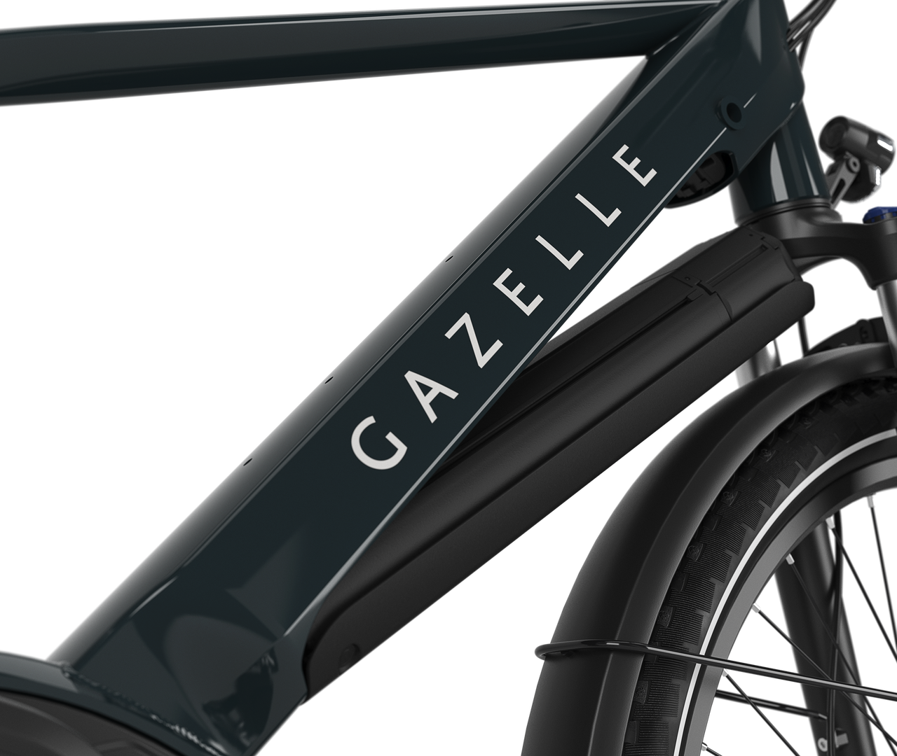 Efficient, integrated power source Gazelle Medeo T10 HMB E-bike mid-step pine green