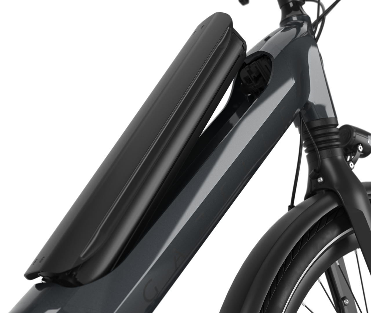 Efficient, integrated power source Gazelle Ultimate C5 HMB E-bike high-step anthracite grey