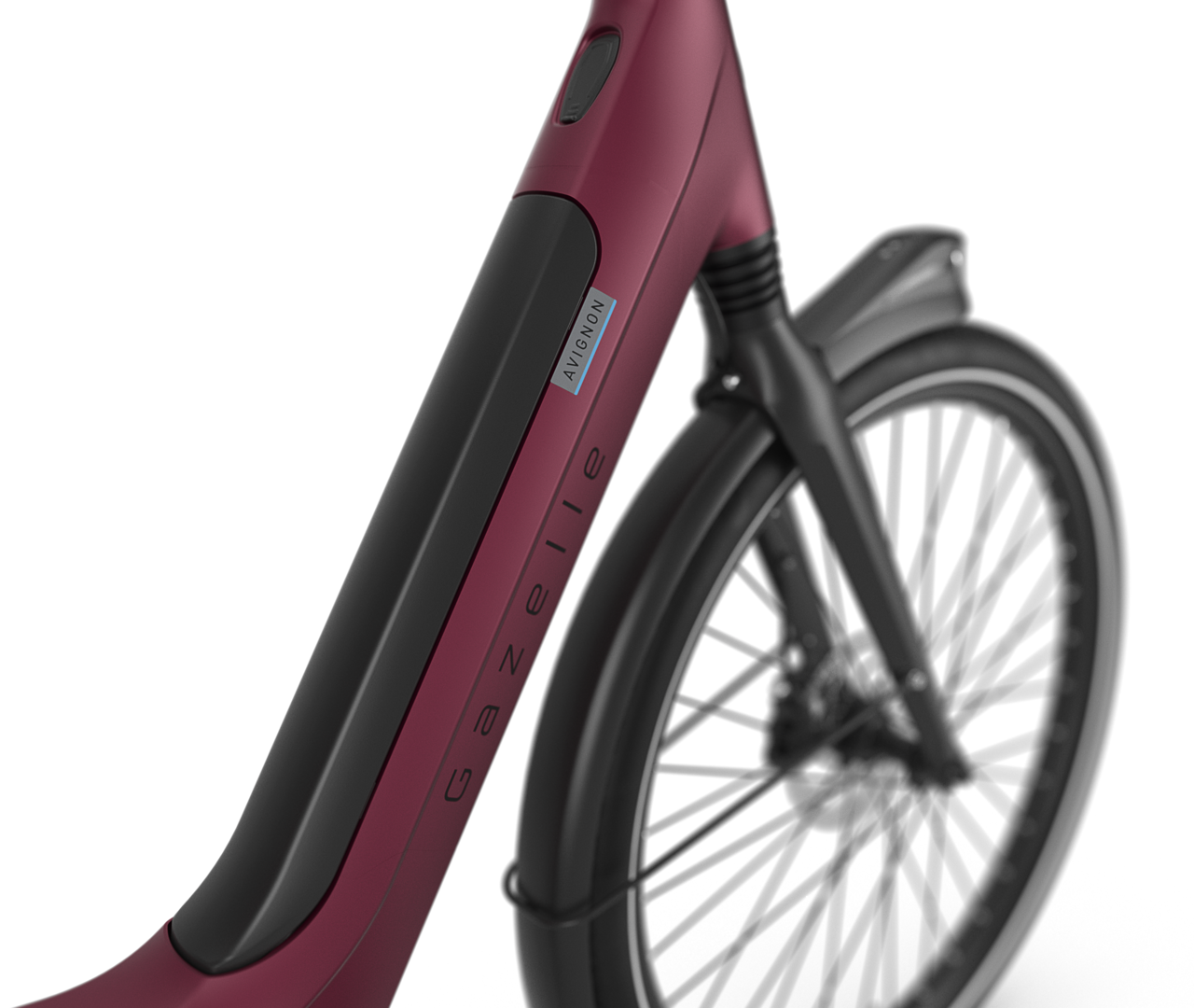 Stable frame with low, wide step-through Gazelle Avignon C8 HMB E-bike low-step coral red