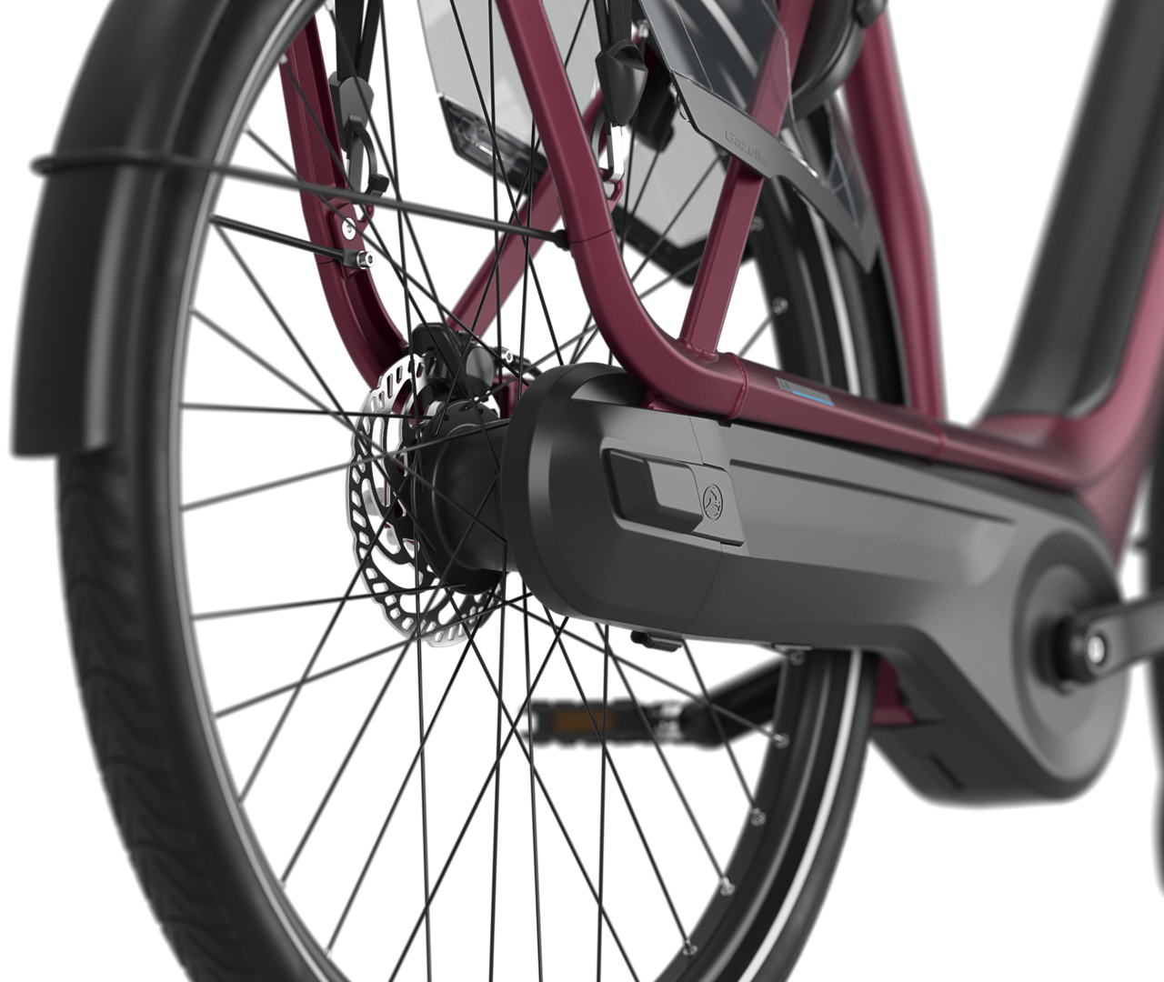 Quiet and maintenance-free Gazelle Avignon C8 HMB E-bike low-step coral red