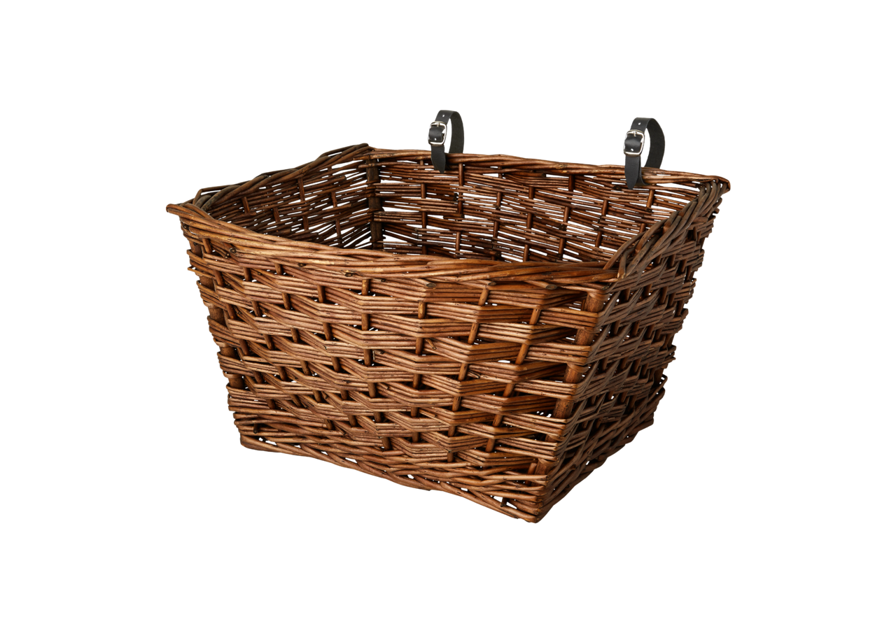 Wicker basket for transport bicycle