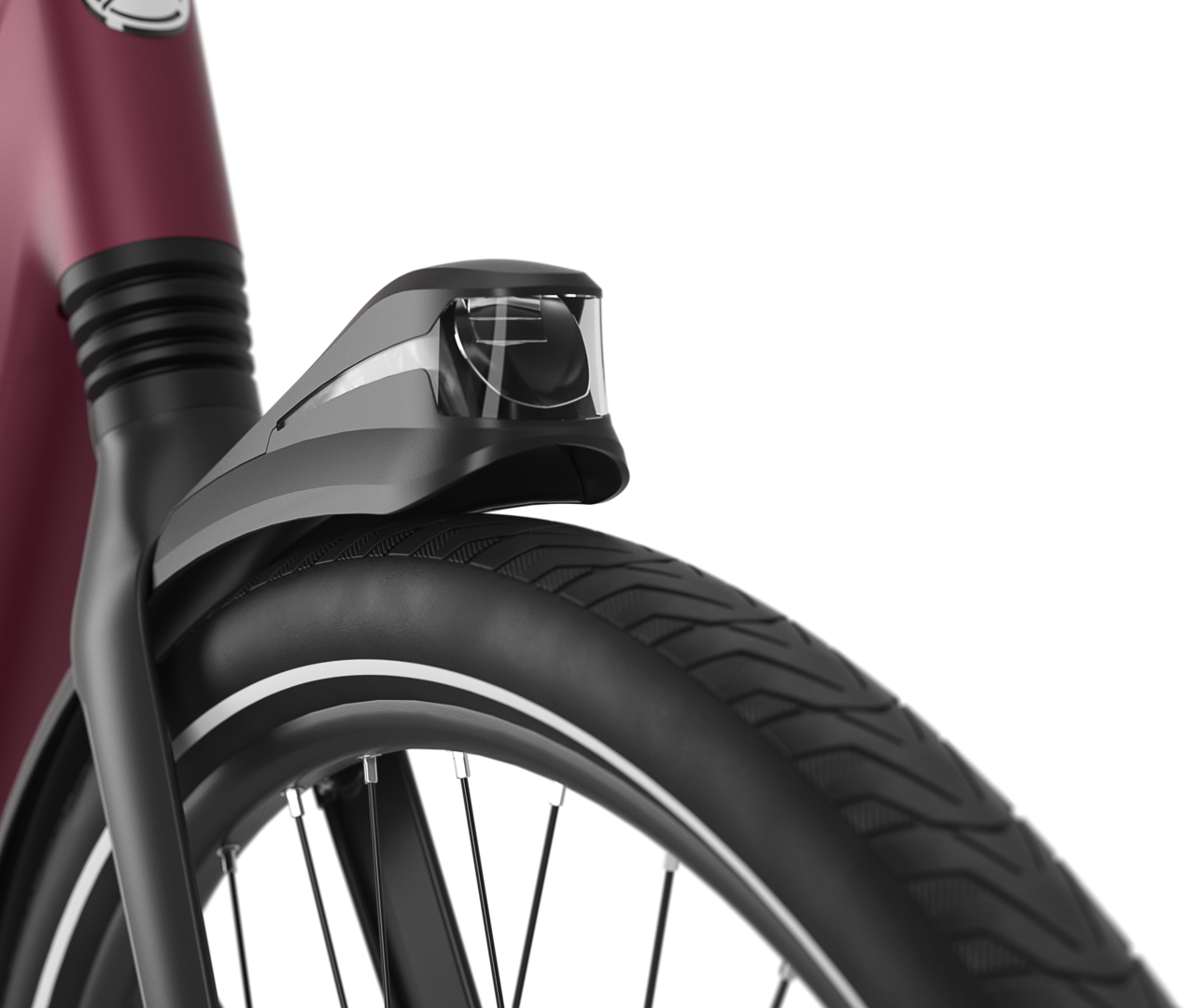 Integrated lighting makes you easier to see Gazelle Avignon C8 HMB E-bike low-step coral red