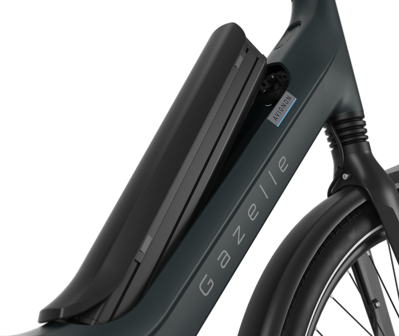 Efficient, integrated power source Gazelle Avignon C380 HMB E-bike low-step teal grey