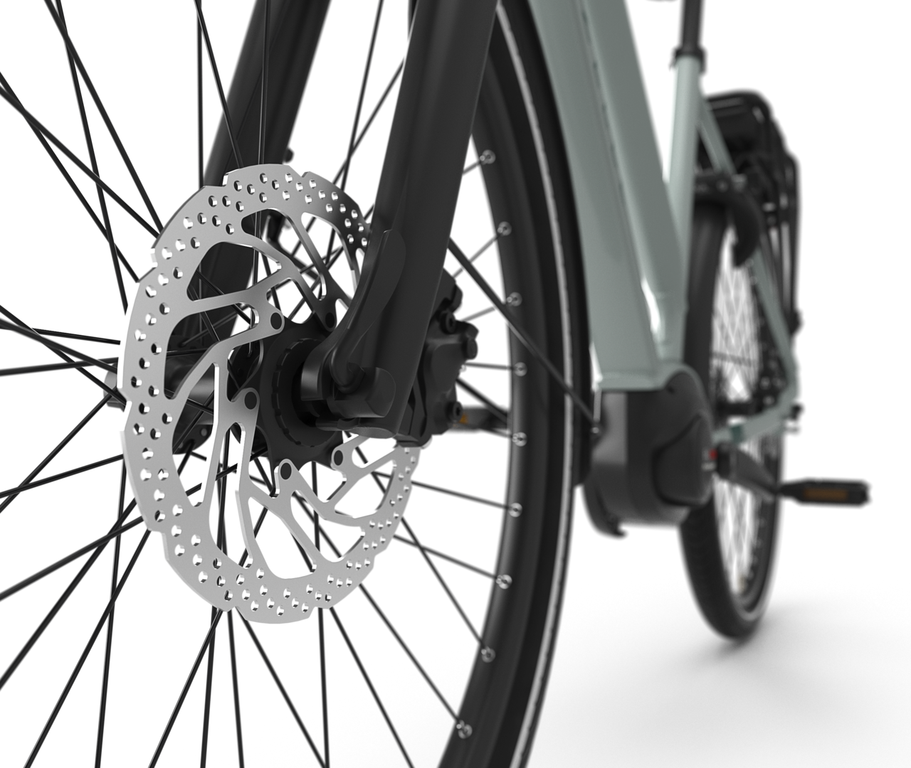 Powerful and controlled braking Gazelle Medeo T9 HMB E-bike low-step light olive