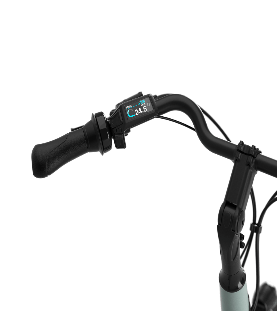 Ergonomically positioned side display Gazelle Paris C7 E-bike low-step light olive