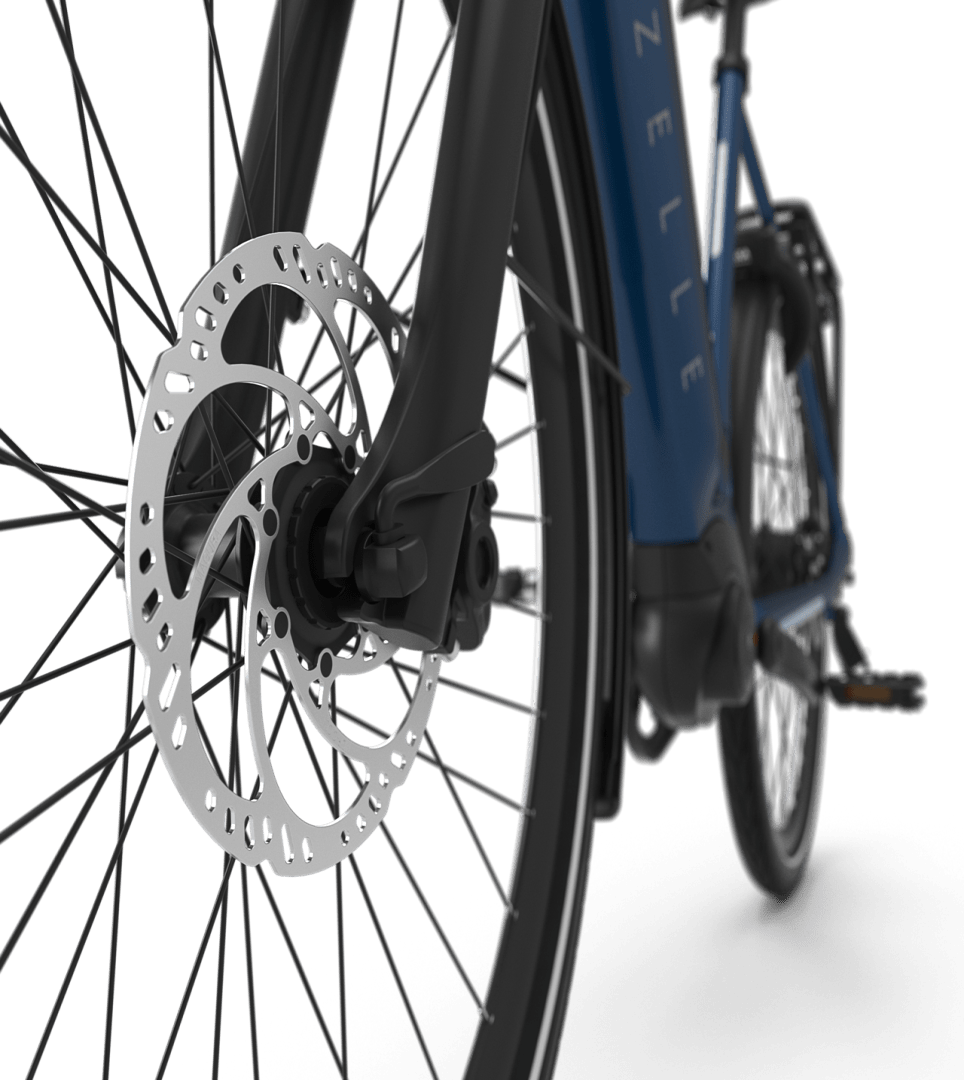 Controlled, safe braking Gazelle Ultimate C380 E-bike low-step mallard blue