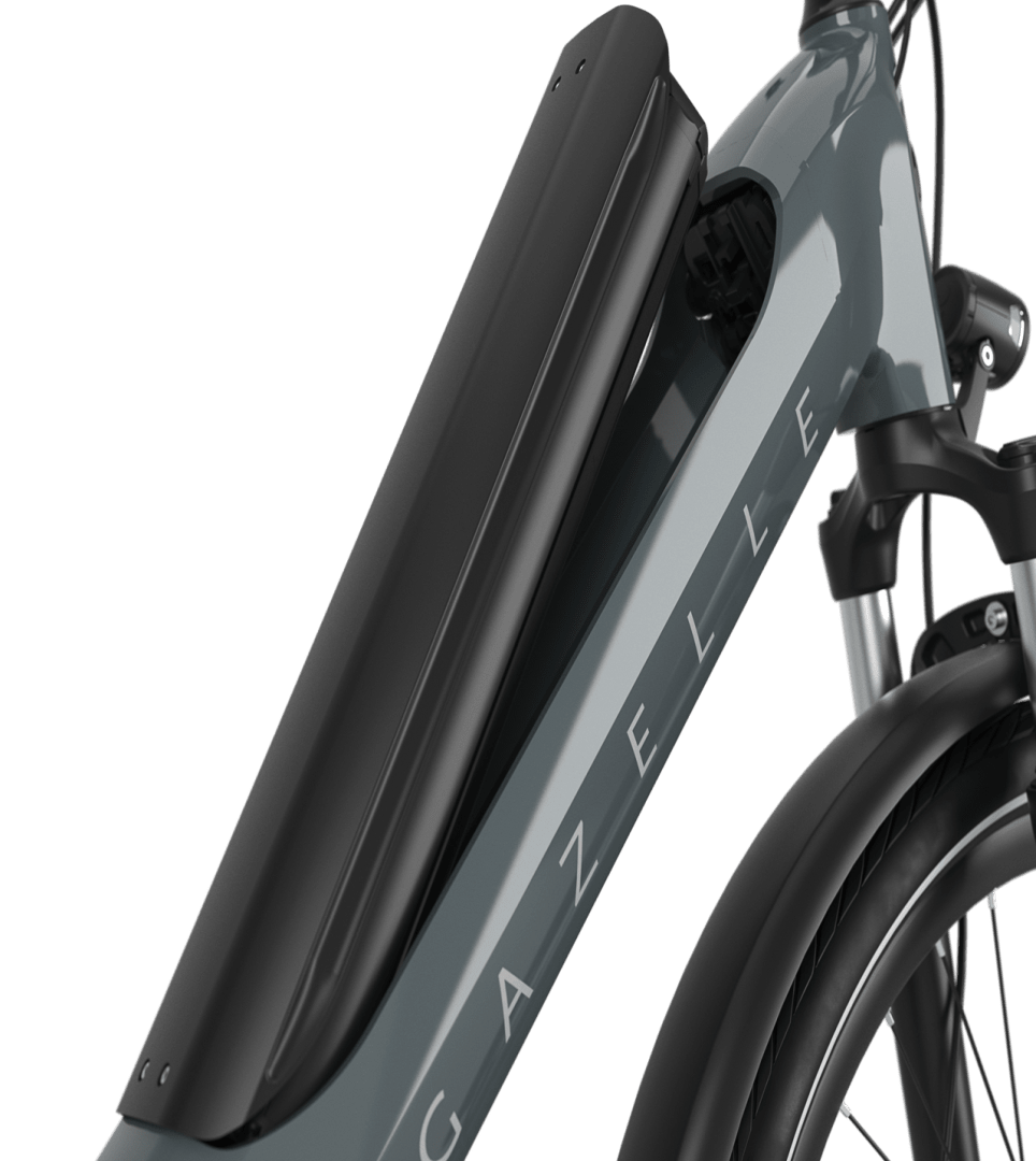 Efficient, integrated power source Gazelle Gazelle Ultimate T10 E-bike low-step thunder grey