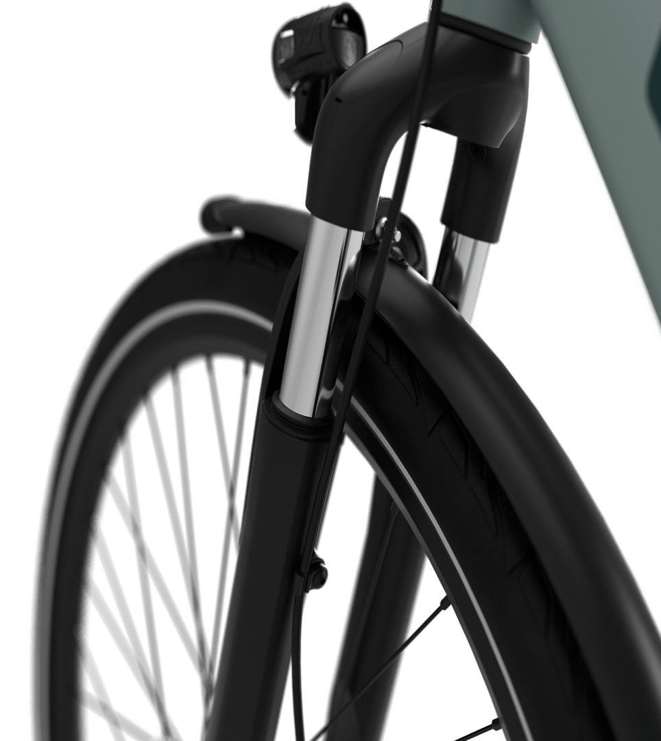 Less jarring on bumpy roads Gazelle Paris C7 E-bike low-step light olive