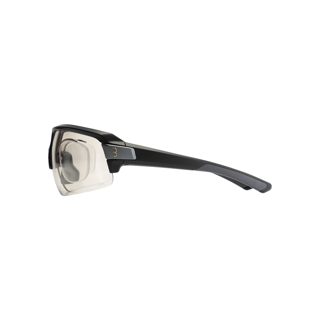 BBB Cycling PH BSG-58PH Sportbril, zelfkleurend, fotochromatische glazen, fietsbril voor zonwering, polycarbonaat frame, verstelbare neusbeugel, mat zwart, druk