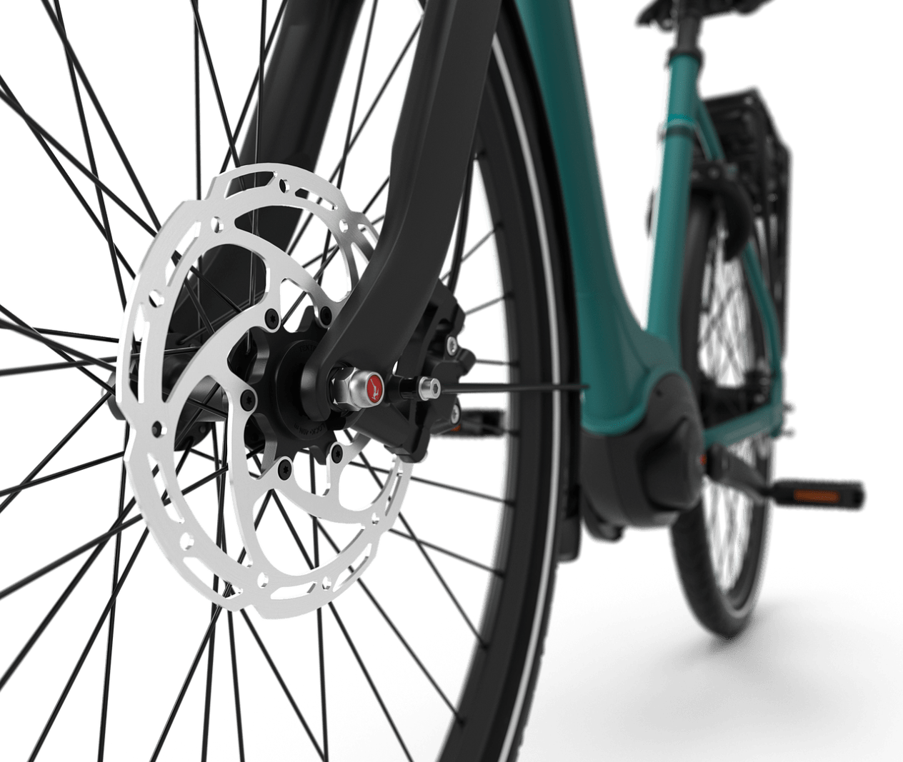 Krachtig en beheerst afremmen Gazelle Paris C7+ E-bike low-step thyme green