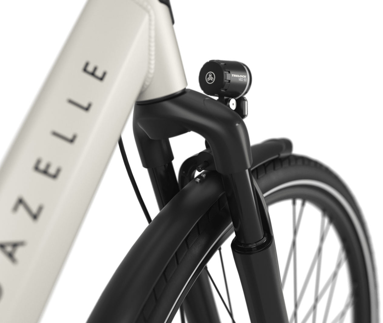 Verende voorvork en zadelpen Gazelle Orange C8 E-bike low-step ivory white