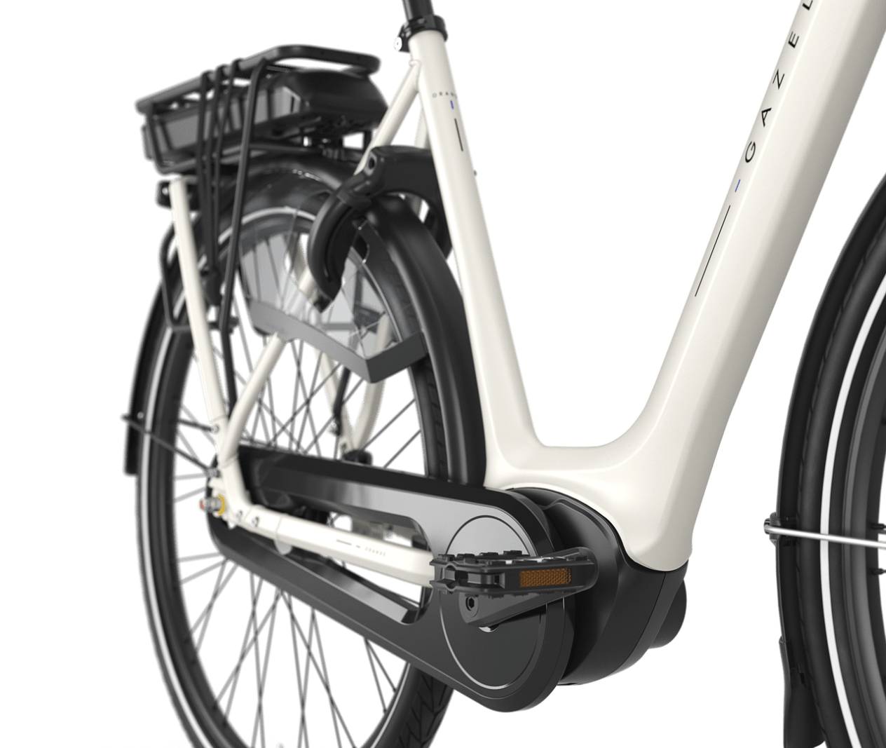 Gemak: snel op en van de fiets Gazelle Orange C8 E-bike low-step ivory white
