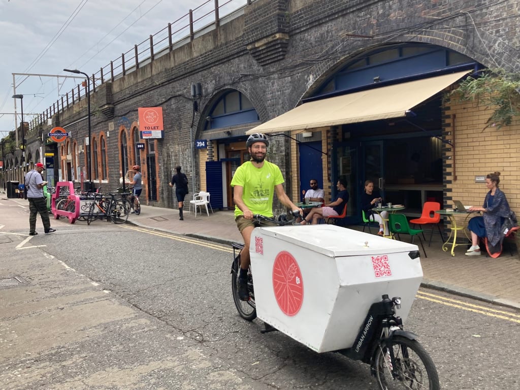 Delivering freshly baked goods by bike