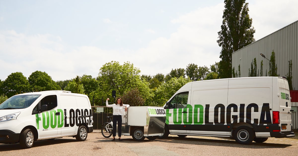 Founder Francesca among Foodlogica delivery fleet